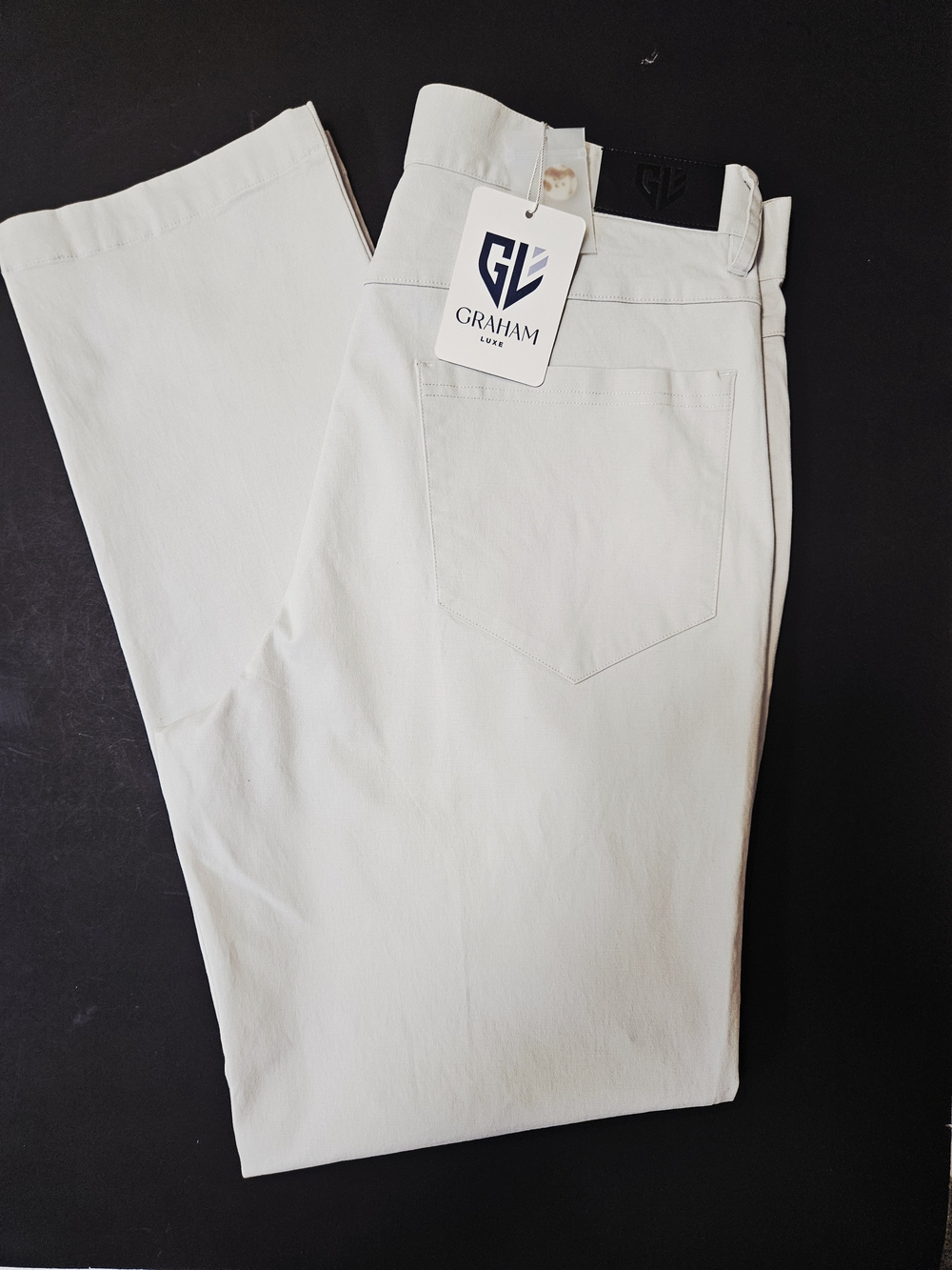 NWT Graham Luxe Richmond Pant Mens 32x30 Silver Grey Cotton Stretch Chino